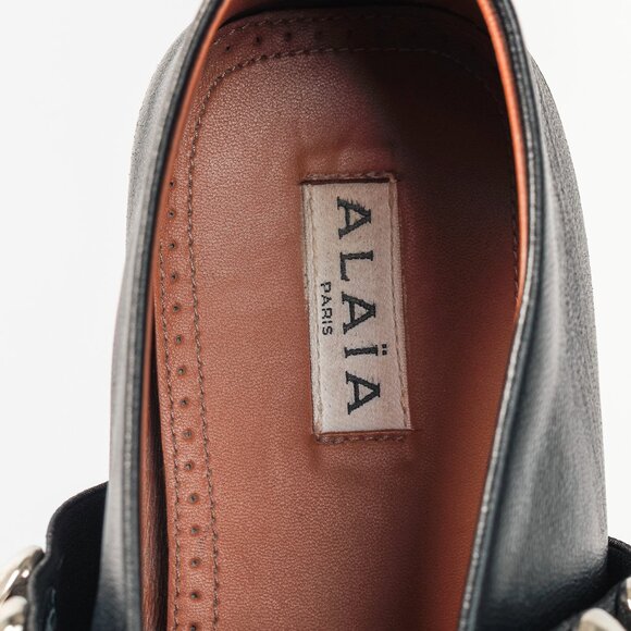 Alaia Noir Lambskin Mary-Jane Ballerina Flats Tribale - Picture 10 of 11